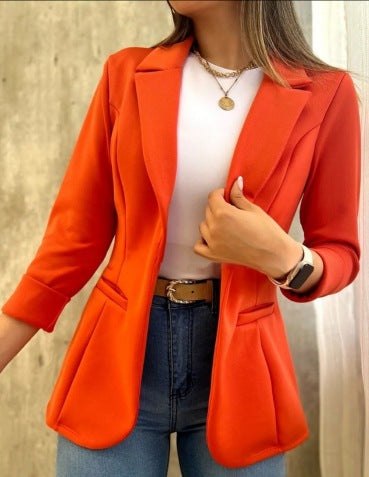 Open Front Slim Fit Blazer with Notched Lapel
