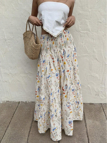 Floral Tiered Maxi Skirt with Smocked Waist