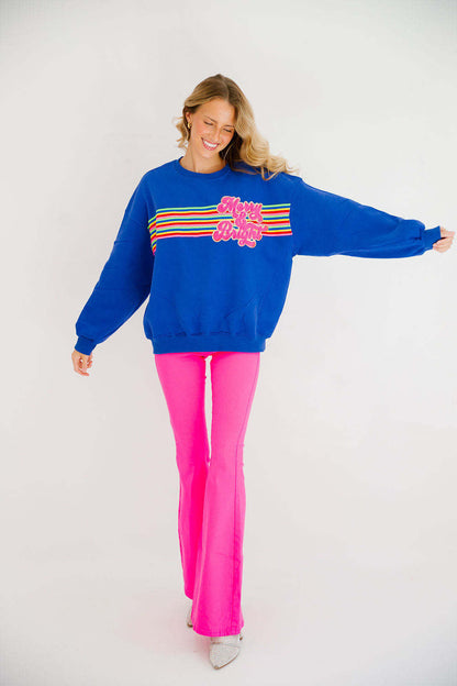 Letter Print Pullover Sweatshirt with Embroidered Detail