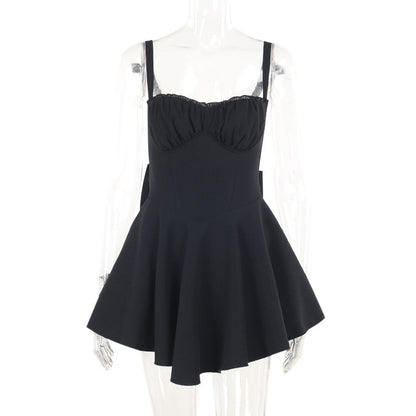 Fit and Flare Mini Dress with Corset Bodice and Back Bow