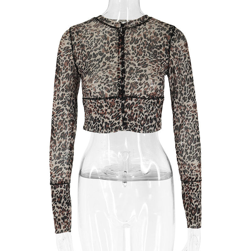 Slim Fit Leopard Print Cropped Cardigan with Button Front