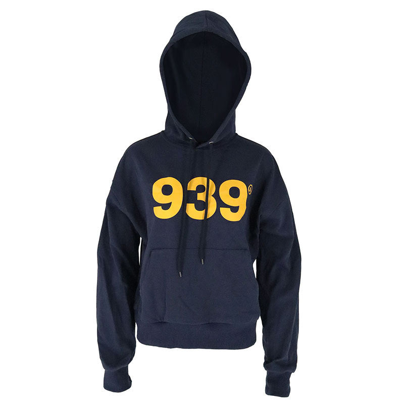 Cropped Hooded Sweatshirt with Golden Letter Print