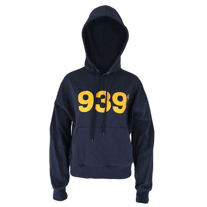 Cropped Hooded Sweatshirt with Golden Letter Print