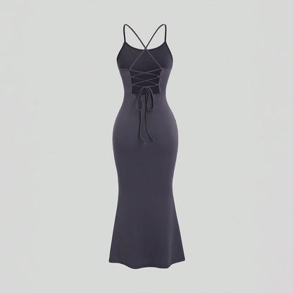 Bodycon Maxi Dress with Criss-Cross Lace-Up Back
