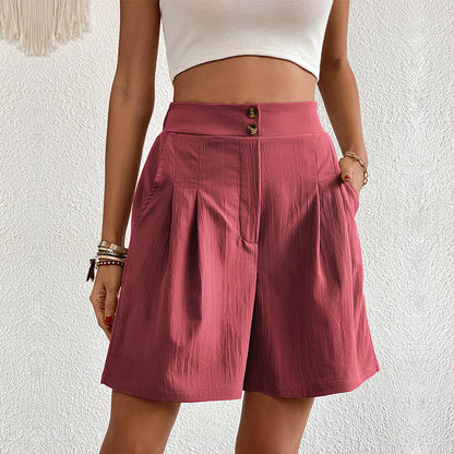 Wide-Leg High-Waist Shorts with Pleated Front