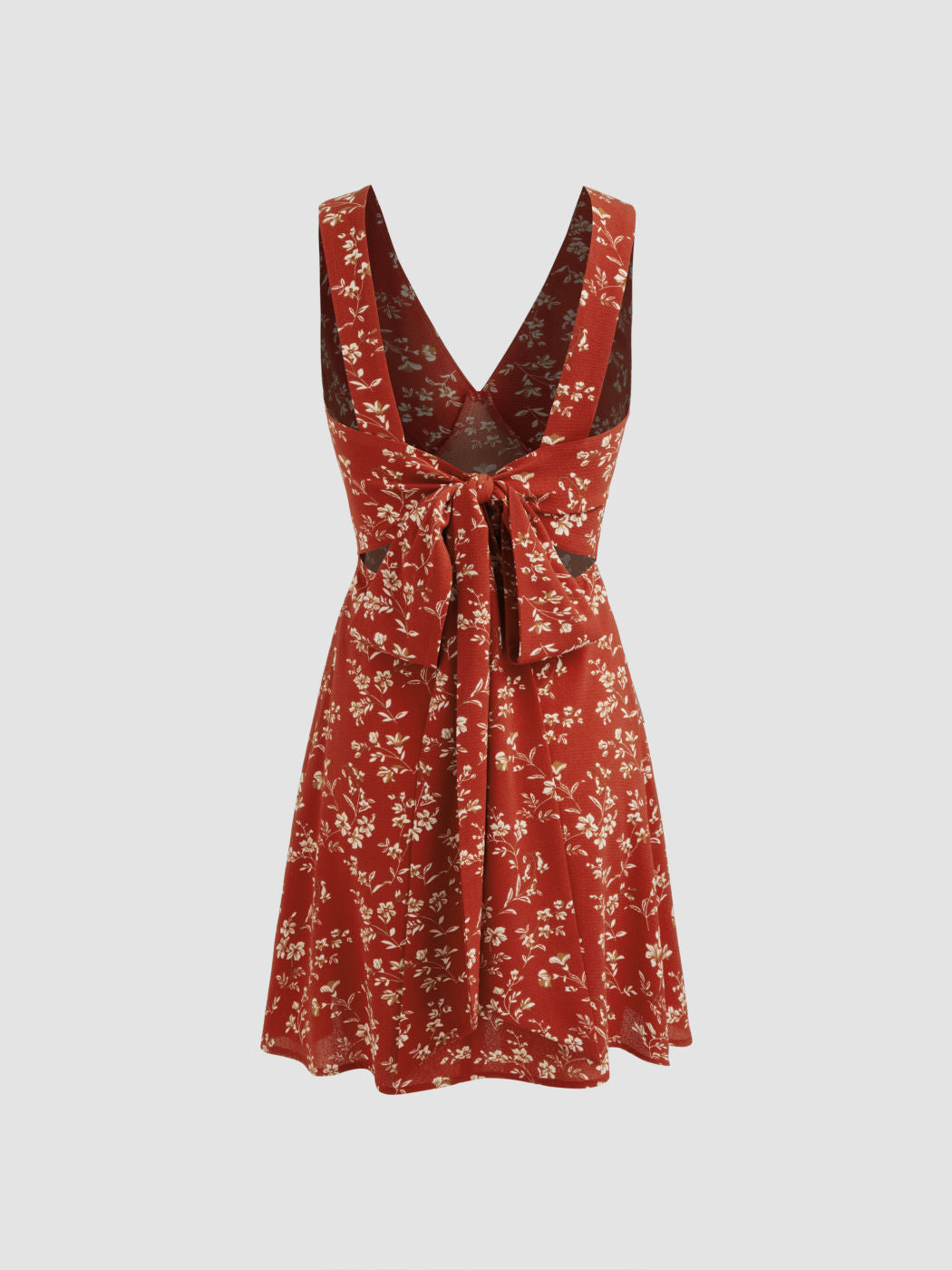 Floral A-Line Midi Dress with V-Neck and Sleeveless Cut