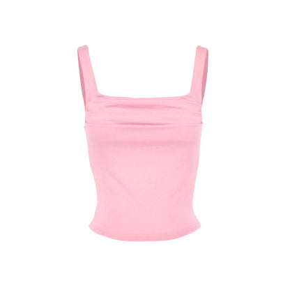 Ruched Slim-Fit Tank Top with Square Neckline