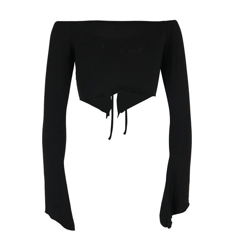 Off-Shoulder Crop Top with Ruched Drawstring Front