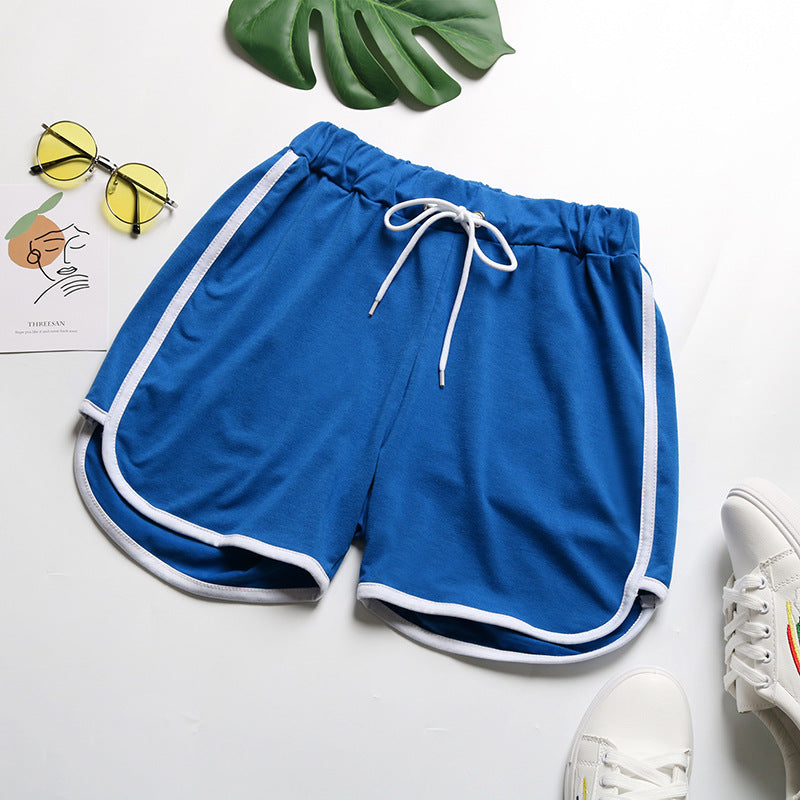 Loose High-Waist Shorts with Dolphin Hem and Contrast Piping