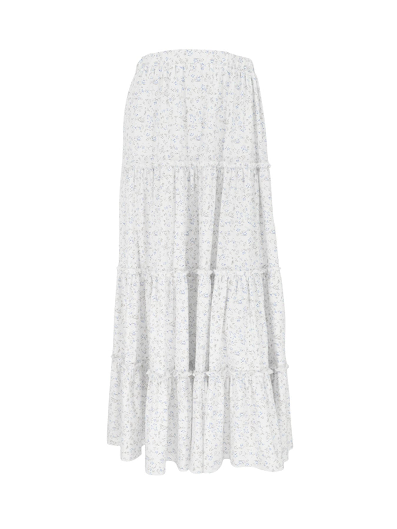 A-Line Floral Tiered Midi Skirt with High Waist