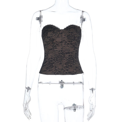 Strapless Lace Bustier Top with Structured Boning