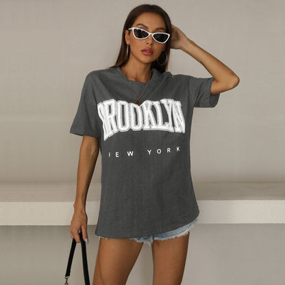Oversized Graphic Print T-Shirt with Round Neck