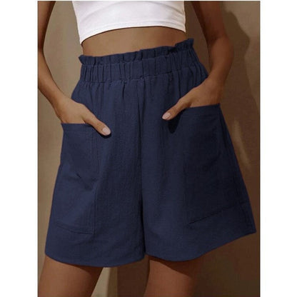 Wide-Leg High-Waist Shorts with Large Patch Pockets