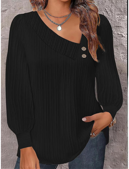 Independent Station Autumn Simple Long Sleeve Button Solid Color