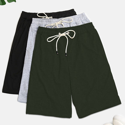 Relaxed Fit Mid-Length Shorts with Drawstring Waist