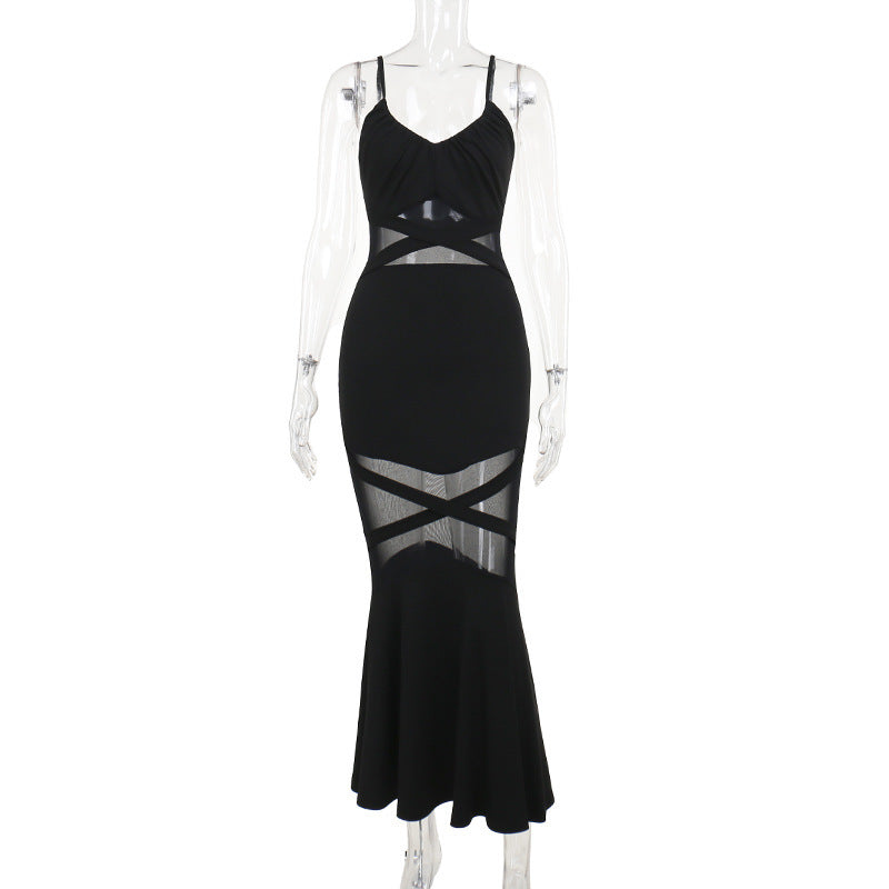 Mesh Fishtail Bodycon Dress Slimming Fit