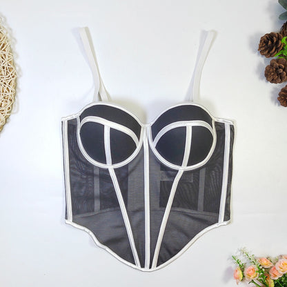Sweetheart Corset Top with Fishbone Boning and Detachable Straps