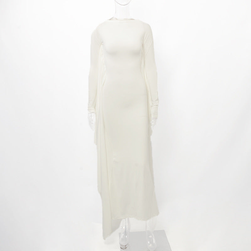 Bodycon Maxi Dress with Dramatic Batwing Sleeves