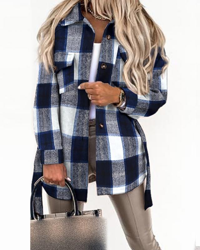 Plaid Oversized Shacket with Button Front