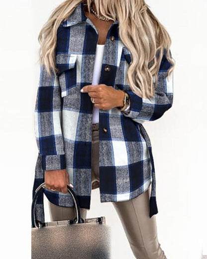 Plaid Oversized Shacket with Button Front