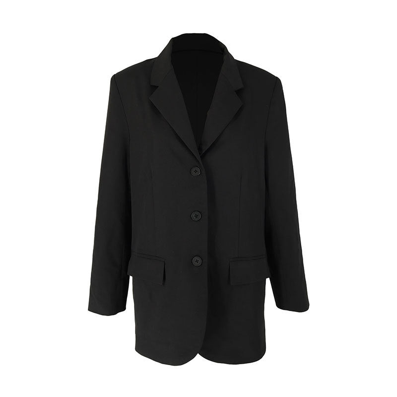 Oversized Solid Blazer with Notched Lapel