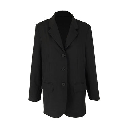 Oversized Solid Blazer with Notched Lapel
