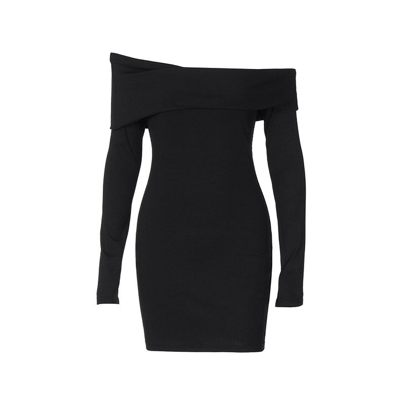 Bodycon Mini Dress with Off-Shoulder Long Sleeves