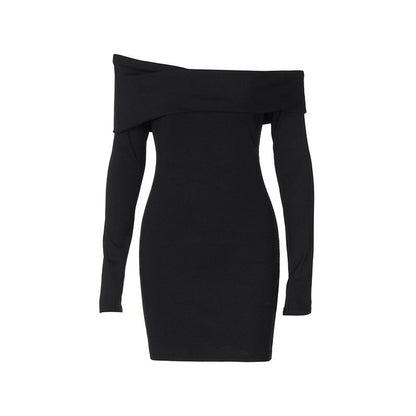 Bodycon Mini Dress with Off-Shoulder Long Sleeves