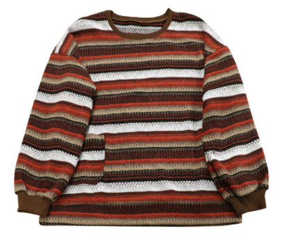 Oversized Striped Pullover Sweater with Round Neck
