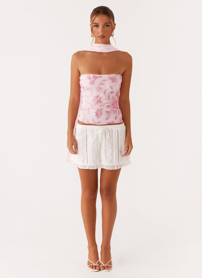 Backless Floral Sequin Tube Top with Matching Neck Scarf