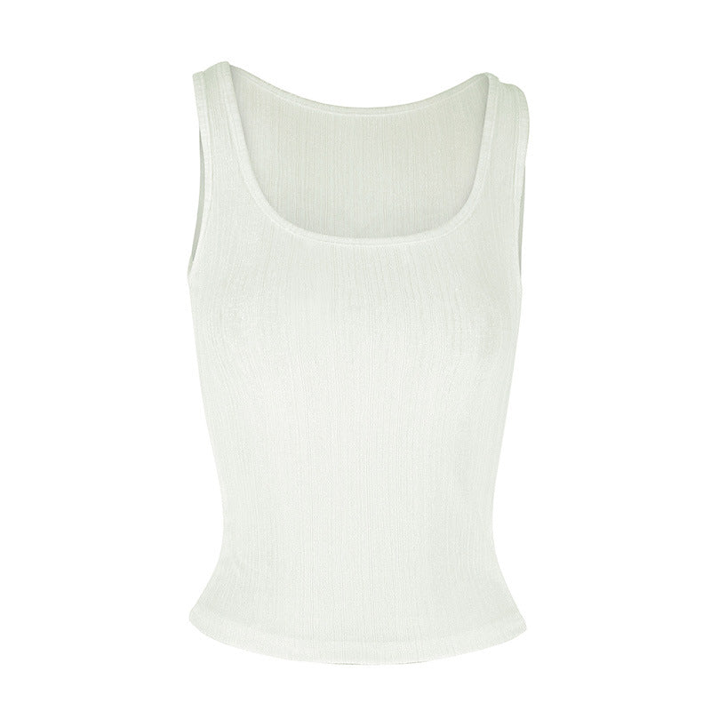 Slim Fit Ribbed Tank Top with Square Neck