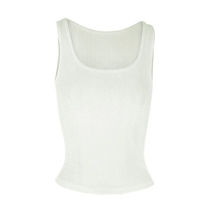 Slim Fit Ribbed Tank Top with Square Neck