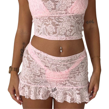 Low-Rise Floral Lace Boxers in Breathable Polyester