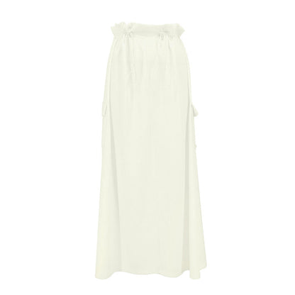 A-Line Cargo Maxi Skirt with Drawstring Waist