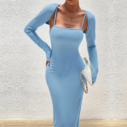 Bodycon Maxi Dress with Matching Long Sleeve Shrug
