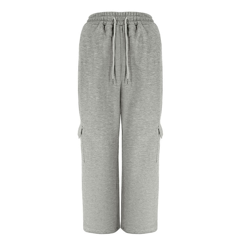Straight-Leg Cargo Sweatpants with Drawstring Waist