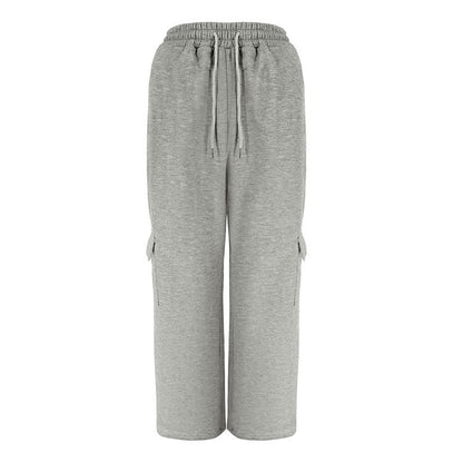 Straight-Leg Cargo Sweatpants with Drawstring Waist