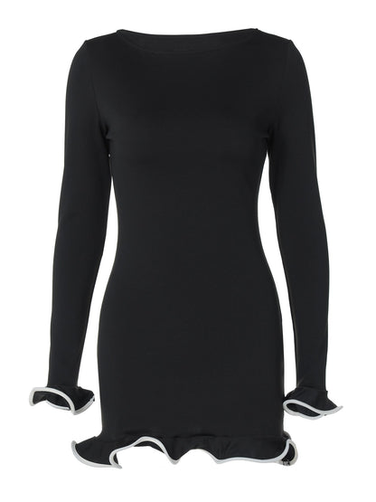 Bodycon Mini Dress with Lettuce Edge Hem and Cuffs