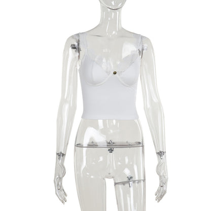 Slim Fit Camisole with Eyelash Lace Trim and Bustier Detail