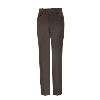 High-Waisted Straight-Leg Trousers with Front Crease