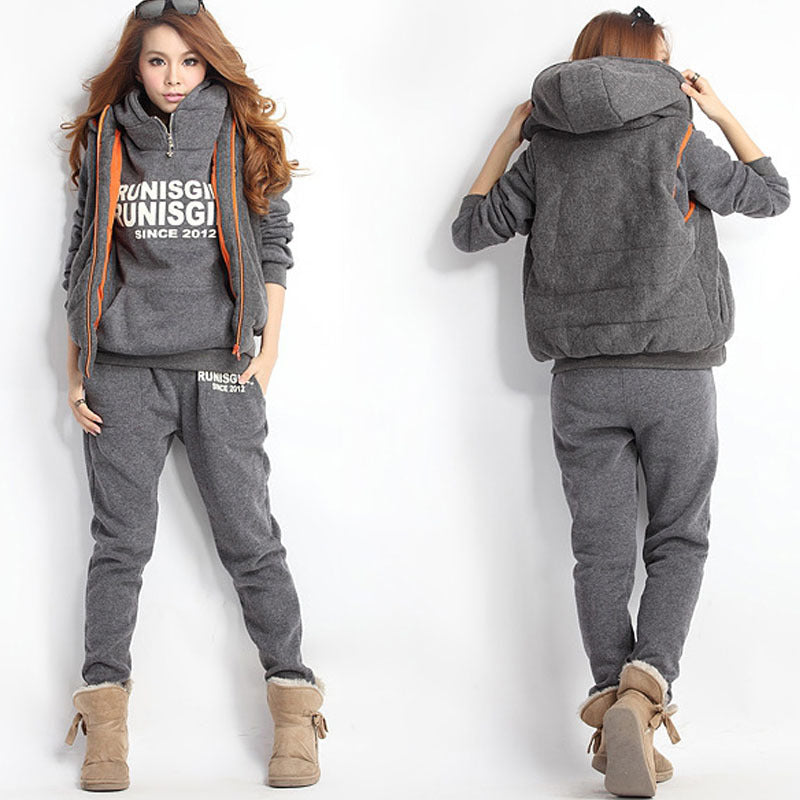 Printed Sweatsuit with Layered Hooded Top
