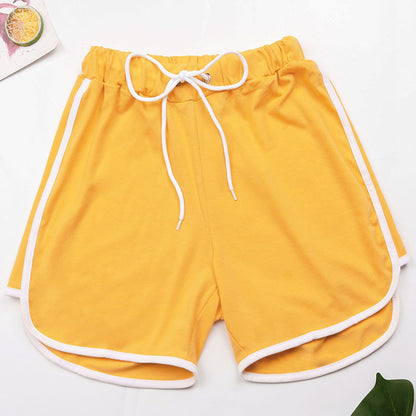 Loose High-Waist Shorts with Dolphin Hem and Contrast Piping
