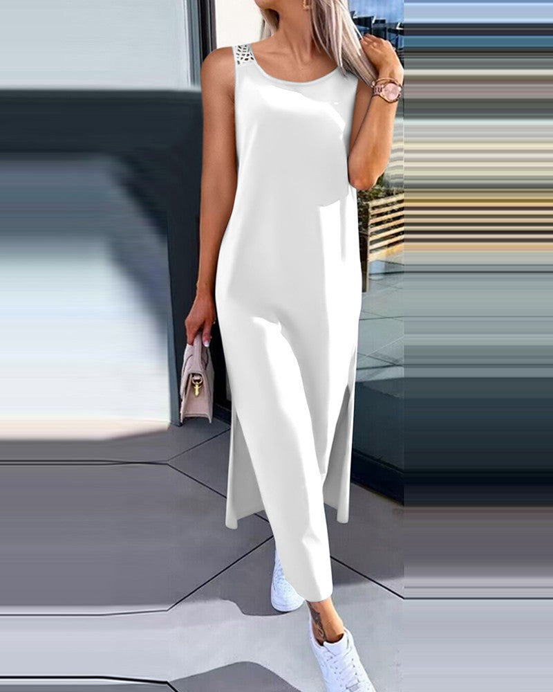 Sleeveless Maxi Dress with Hollow-Out Back and Side Slits