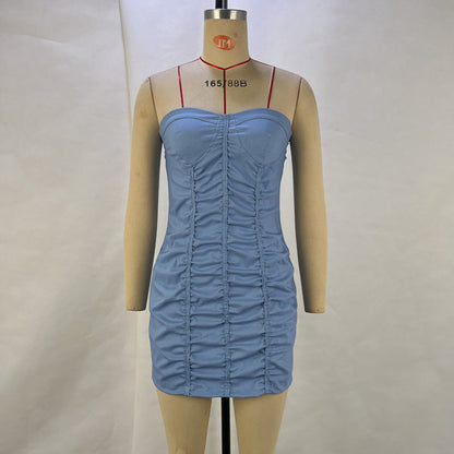 Strapless Bodycon Mini Dress with Ruched Detailing