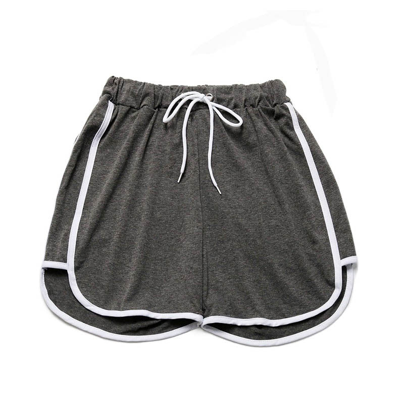 Loose High-Waist Shorts with Dolphin Hem and Contrast Piping