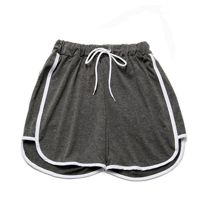 Loose High-Waist Shorts with Dolphin Hem and Contrast Piping