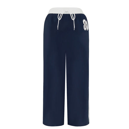 Wide-Leg Track Pants with High Waist and Side Stripes