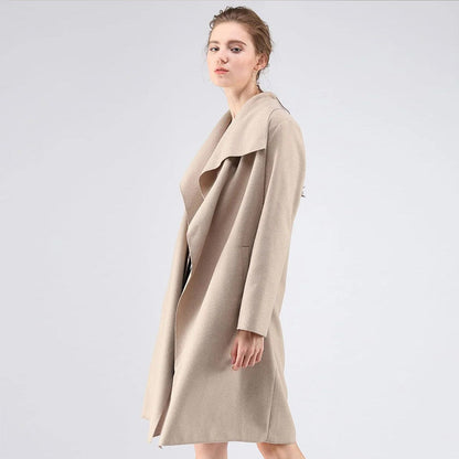 Longline Open Front Cardigan with Draped Lapel