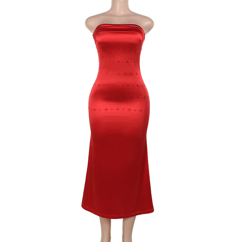 Strapless Sheath Maxi Dress with Matching Cape Detail