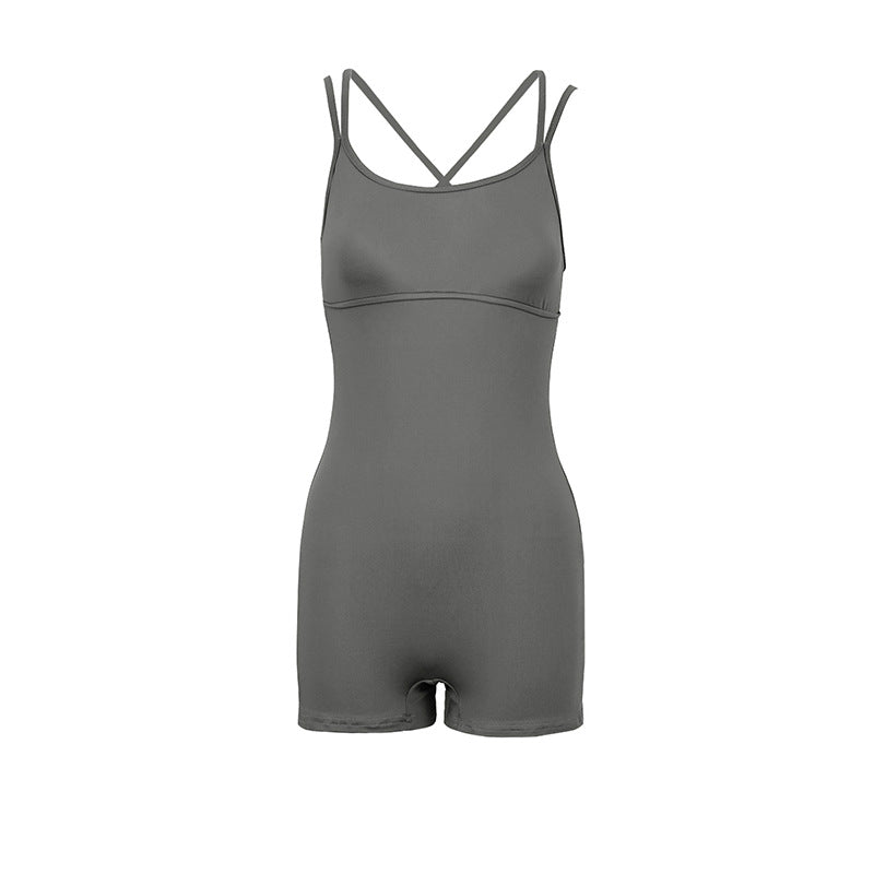 Bodycon Short Romper with High Waist and Double Straps
